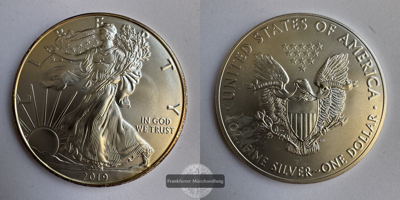  USA 1 Dollar 2019  Walking Liberty FM-Frankfurt KM#273 Feinsilber: 31g   