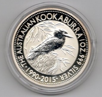  Australien 1 Dollar 2015 Kookaburra (Anniversary 1990 – 2015) 1 Oz Silber 31,1 g   