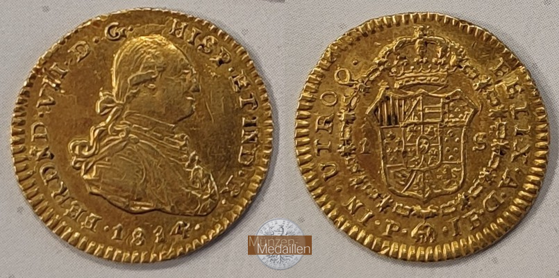 Spanien, Karl III. 1759-1788 MM-Frankfurt  Feingold: 3,3g 1 Escudo 1785 M 