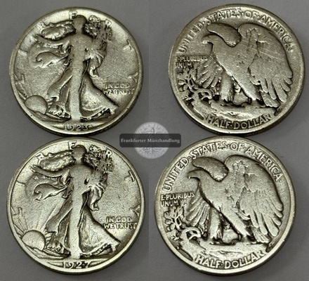  USA 2x 1/2 Dollar 1923,27 Walking Liberty  FM-Frankfurt  Feinsilber: 22,5g   