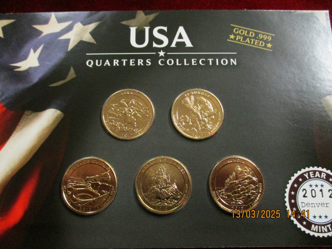  20 Quarter Dollars der USA 24 Karat vergoldet Metall: Kupfer-Nickel /XX1   