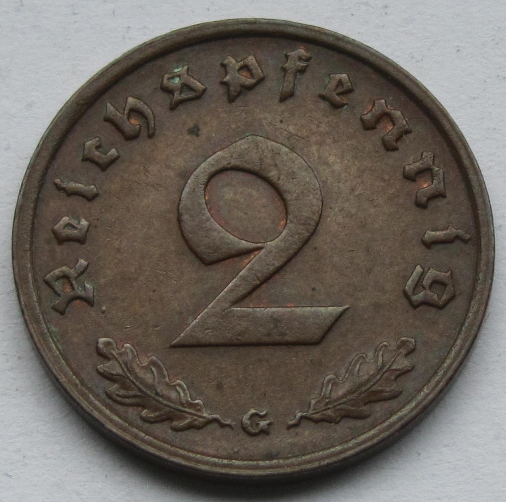  Deutsches Reich: 2 Pfennig 1940 G   