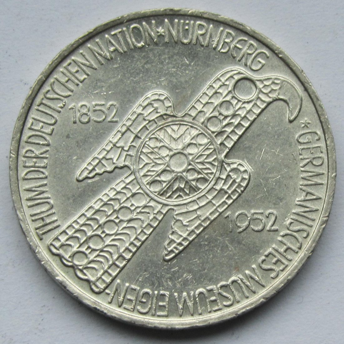  Deutschland: 5 DM Germanisches Museum 1952   