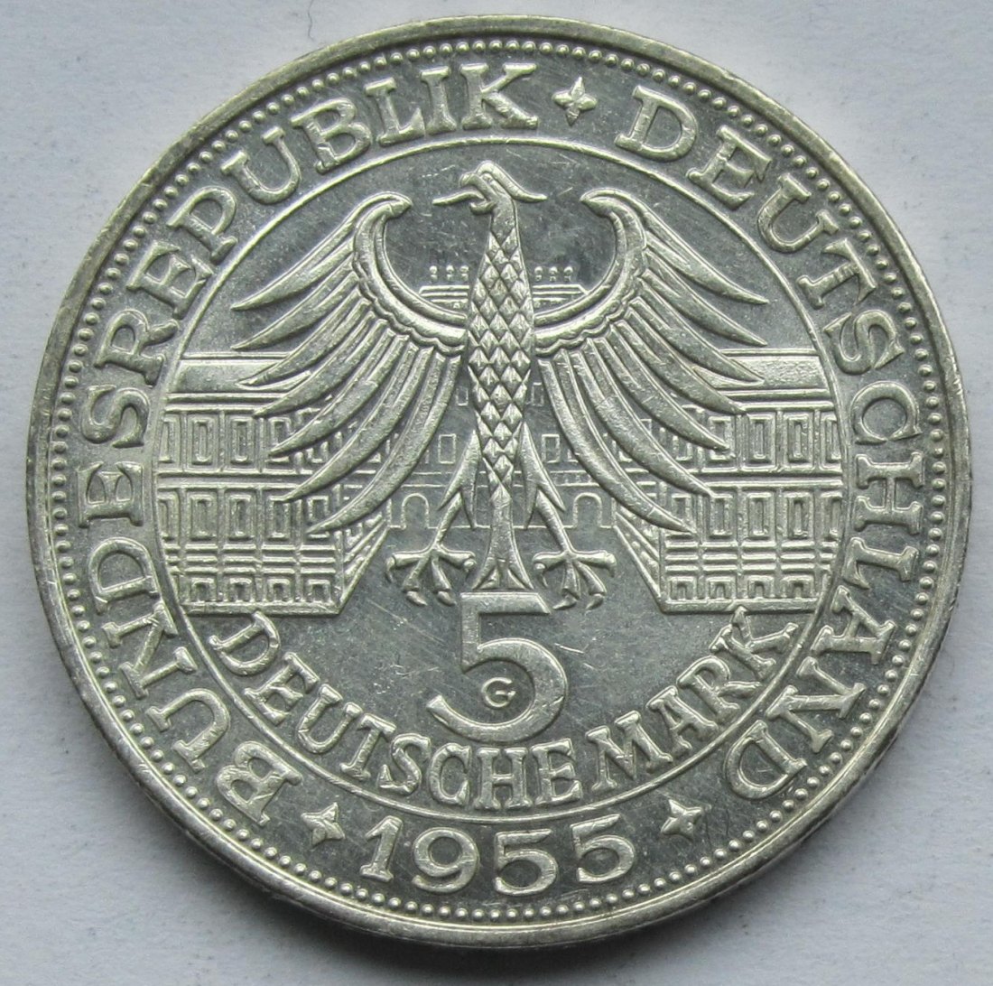  Deutschland: 5 DM Markgraf von Baden 1955   