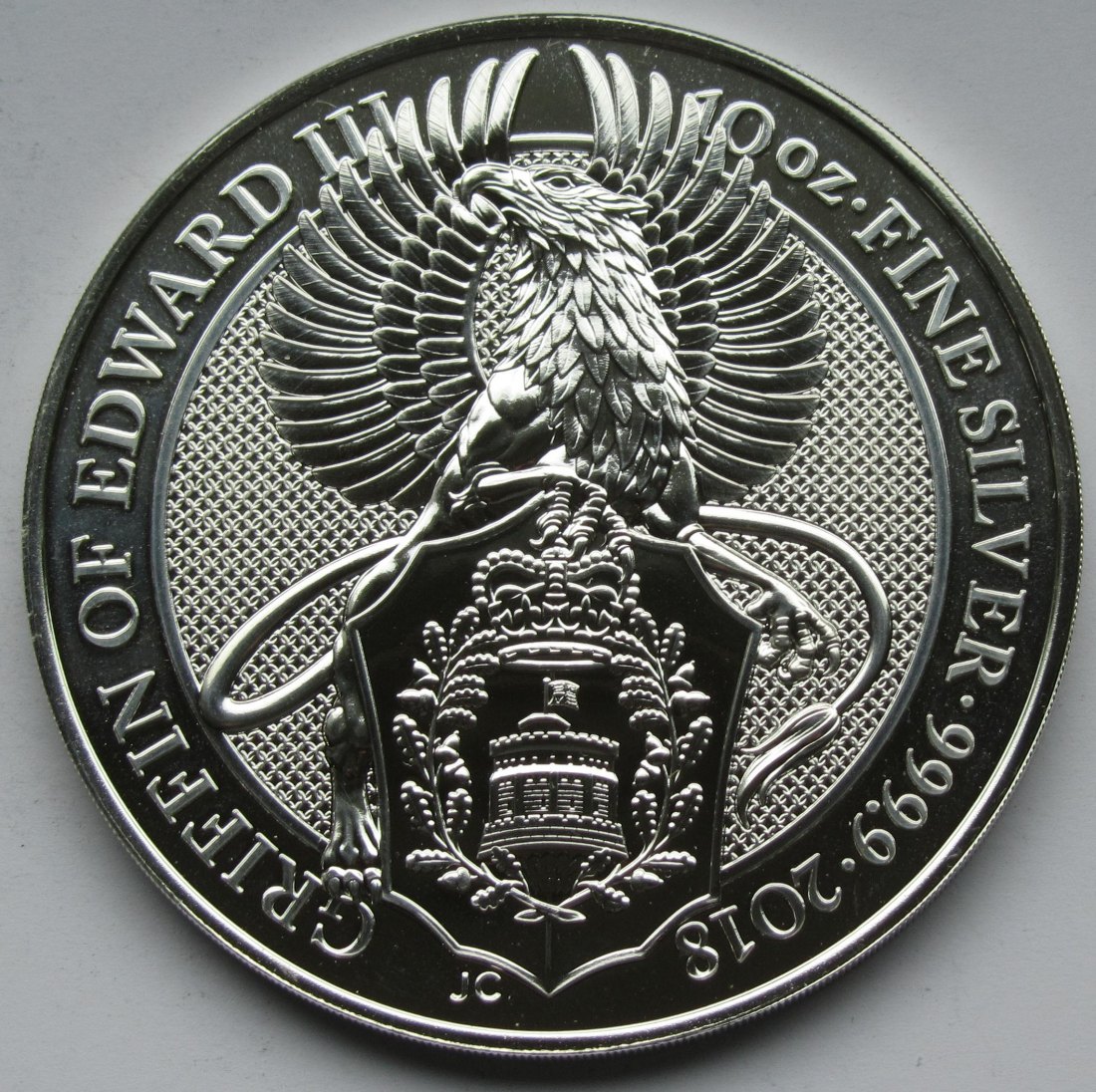  Vereinigtes Königreich: 10 Pounds Griffin of Edward III. 2018, 10 Unzen (311 g) Feinsilber   