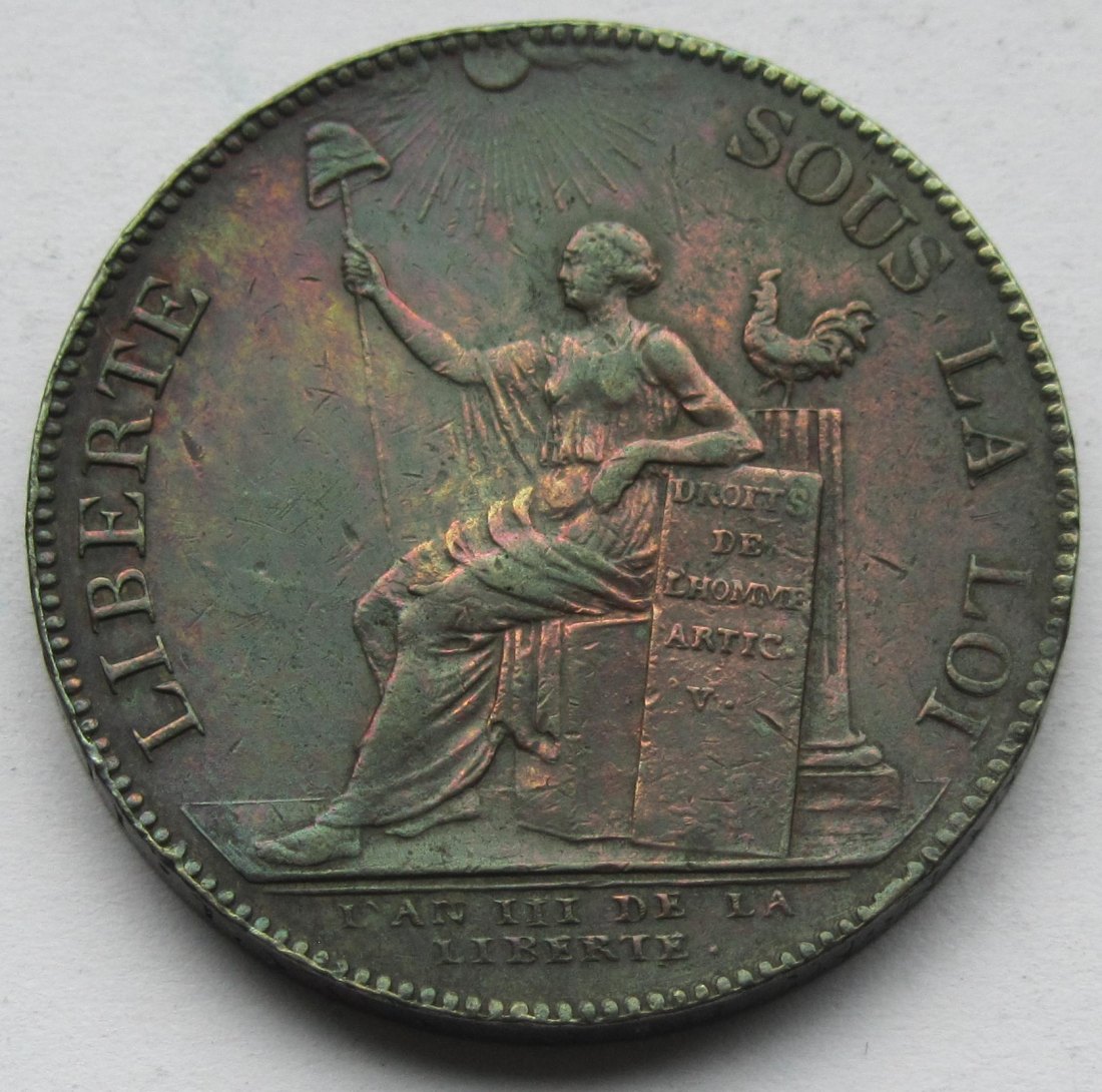  Frankreich: Bronzemedaille im Wert von 2 Sols von 1791   