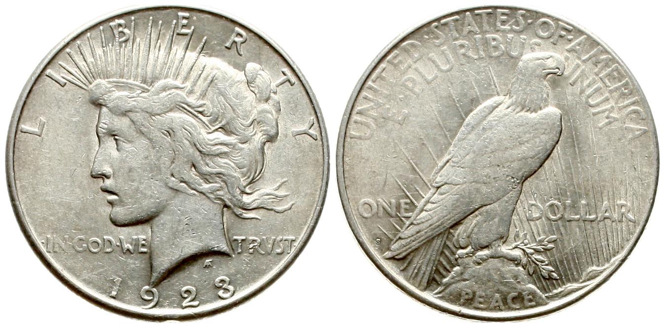  USA: 1 Dollar 1923, Peace Dollar, siehe unten!   