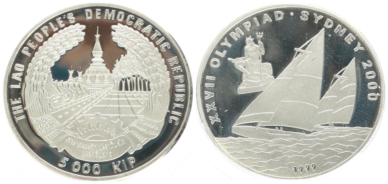  Laos: 5000 Kip 1999 auf die Olympiade in Sidney 2000, 20,05 gr. 999er Silber   