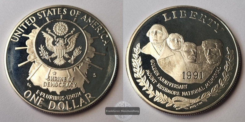  USA 1 Dollar Liberty 1991 FM-Frankfurt Feinsilber: 24,1g   