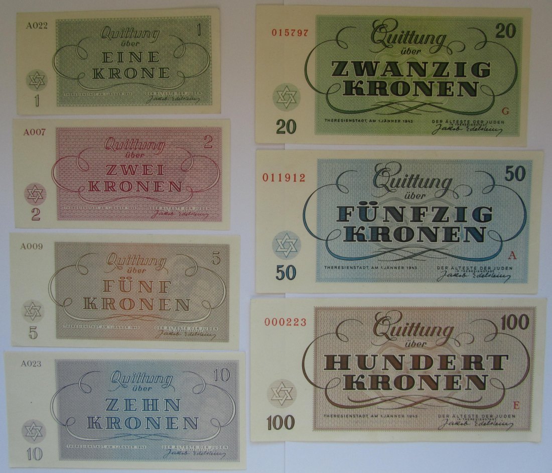  Böhmen: Satz Lagergeld aus Theresienstadt 1943, kassenfrisch   