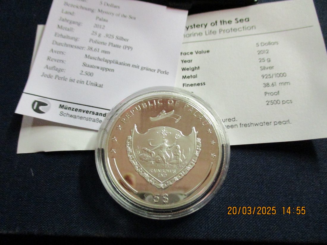  5 Dollars 2012 Palau Mystery of the Sea Silber 925er /1100752   