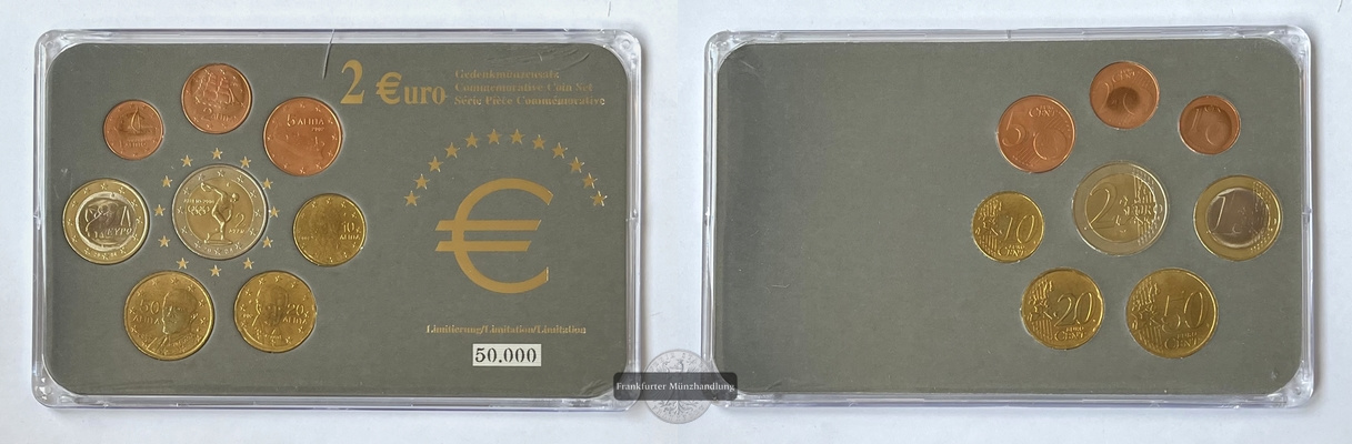  Griechenland Euro-Münzensatz 2004 2 Euro Gedenksatz FM-Frankfurt   