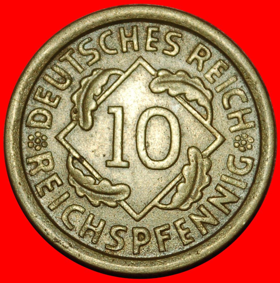 Ⰶ PYRAMID OF WHEAT (1924-1936): GERMANY★10 REICHSPFENNIGS 1925F! WUERTTEMBERG★LOW START★ NO RESERVE!   