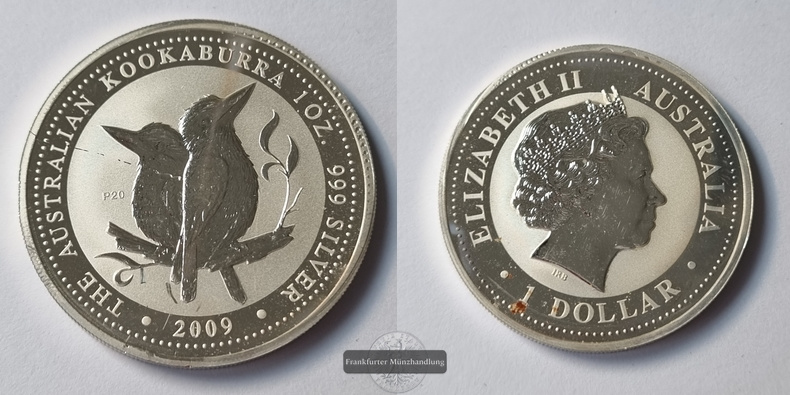  Australien. 1 Dollar 2009 Kookaburra FM-Frankfurt KM#1288 Feinsilber: 31,1g   