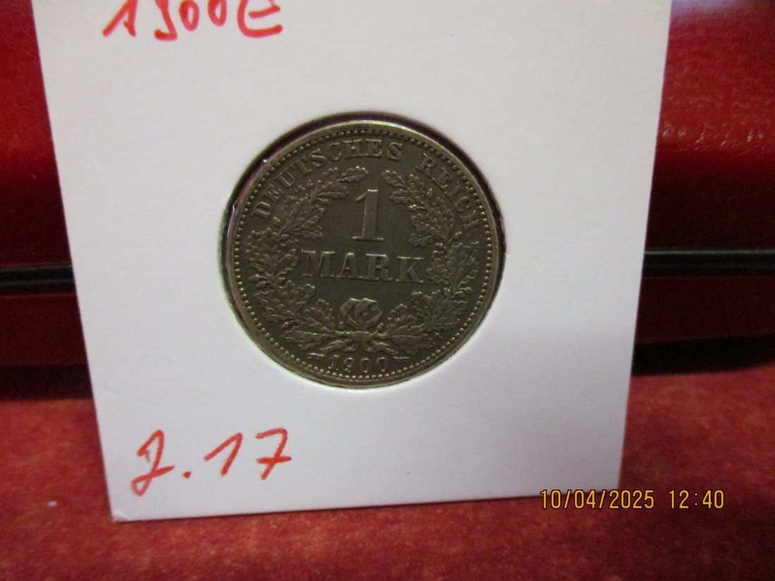  1 Mark Deutsches Reich 1900 E Silbermünze J.17   