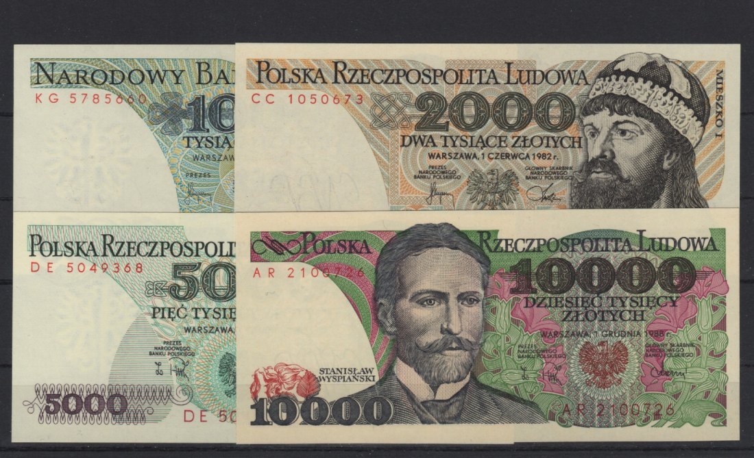  Polen 10-10.000 Zlotych in kassenfrischer Erhaltung!   