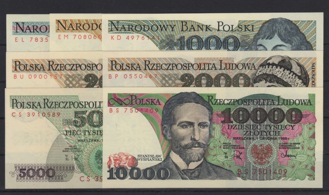 Polen 10-10.000 Zlotych plus Dubletten in kassenfrischer Erhaltung!   