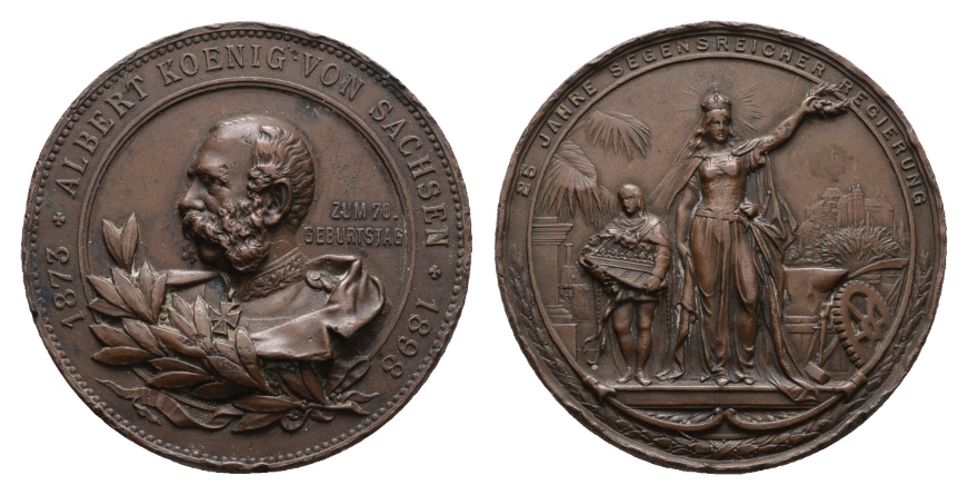  Sachsen, Bronzemedaille 1898; 59,29 g; Ø 50 mm   
