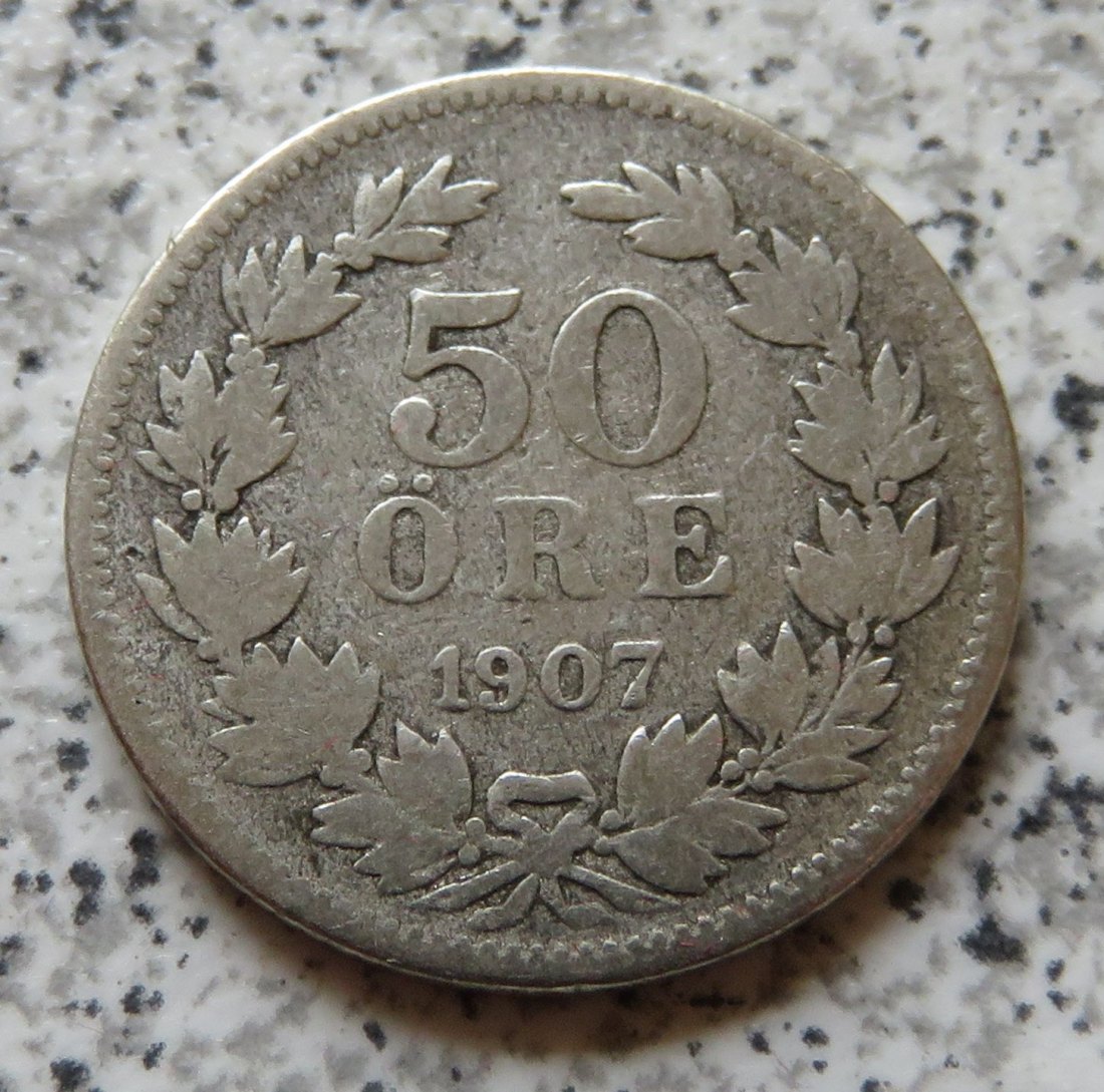  Schweden 50 Öre 1907, Belegstück   