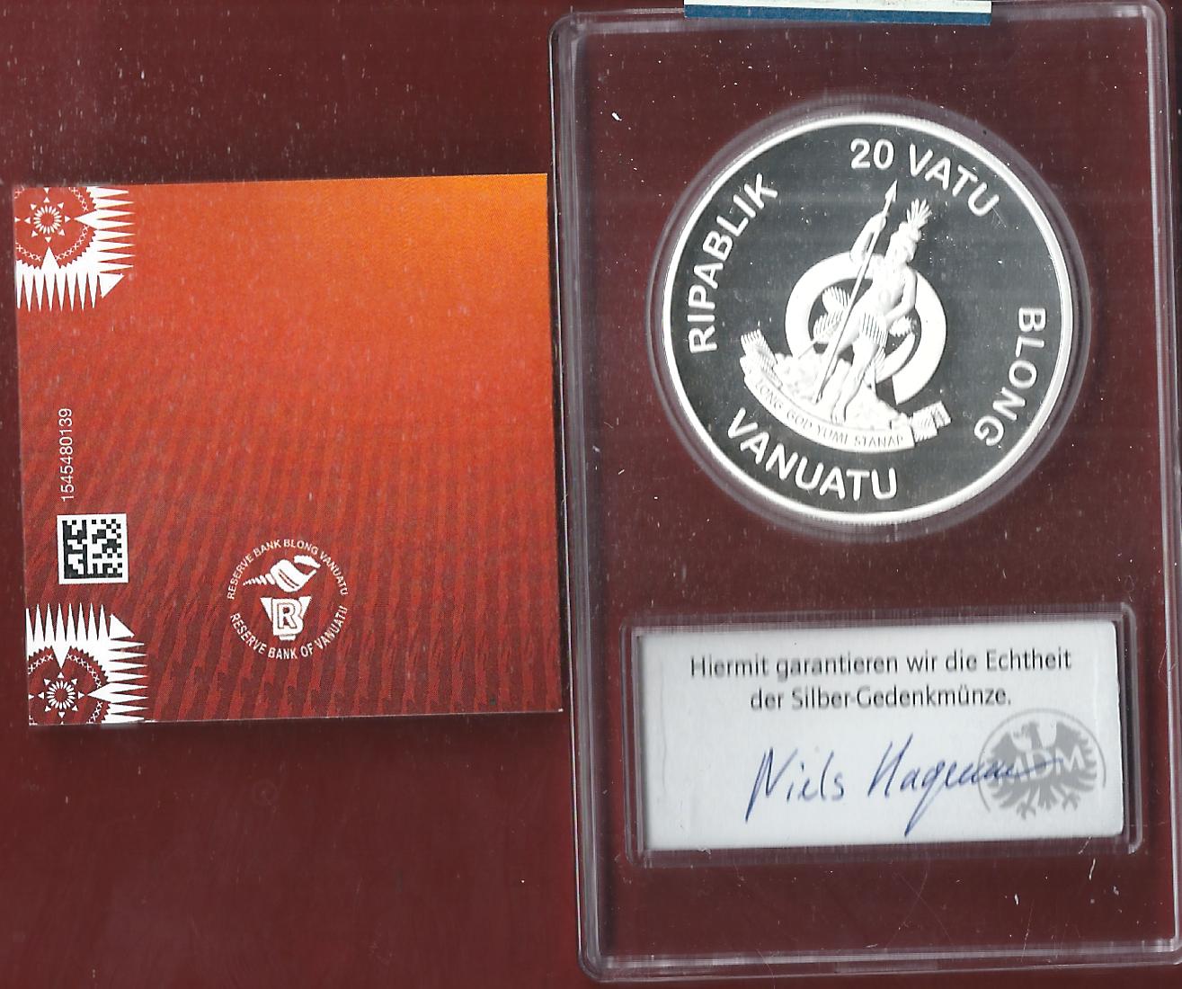  Welt Silberunzen 20 Vatu Vanuatu 2023 Proof Münzenankauf Koblenz Frank Maurer AI644   