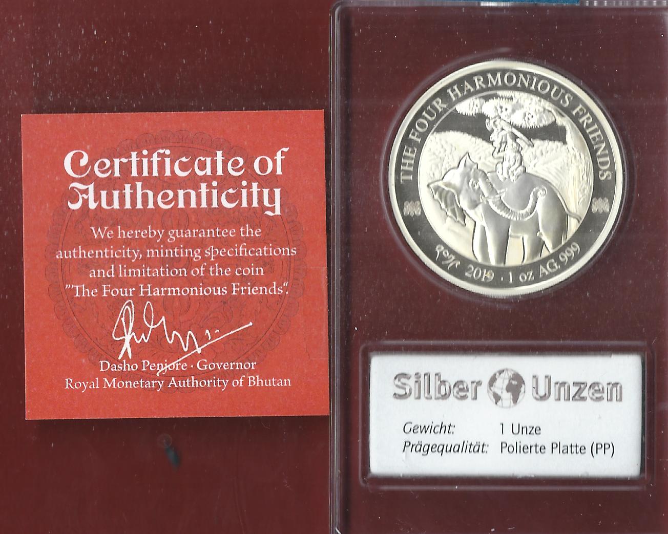  Welt Silberunzen 50N. Bhutan 2019 Proof Münzenankauf Koblenz Frank Maurer AI657   