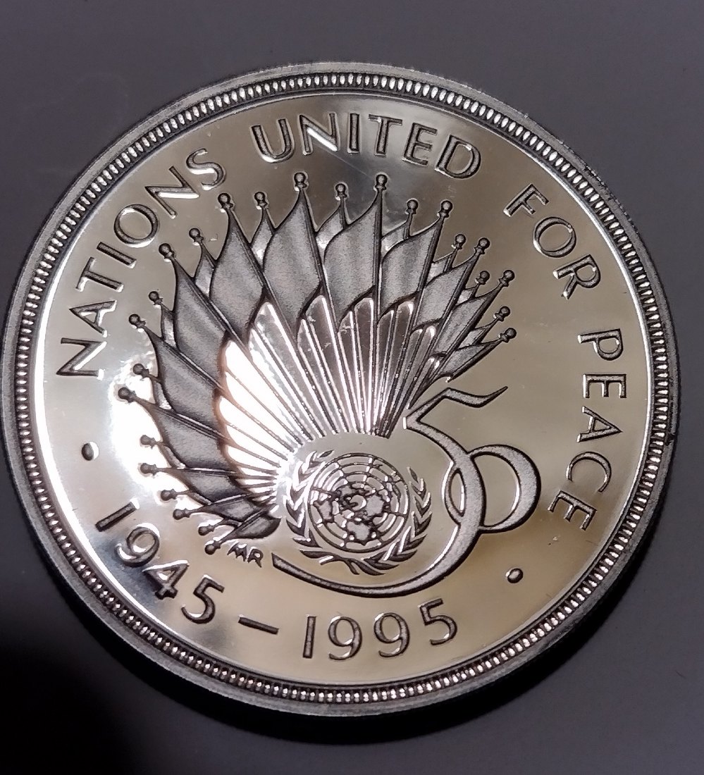  Silbermünze,Großbritannien, 2 pounds 1995, Jubiläum 50 Jahre Uno   