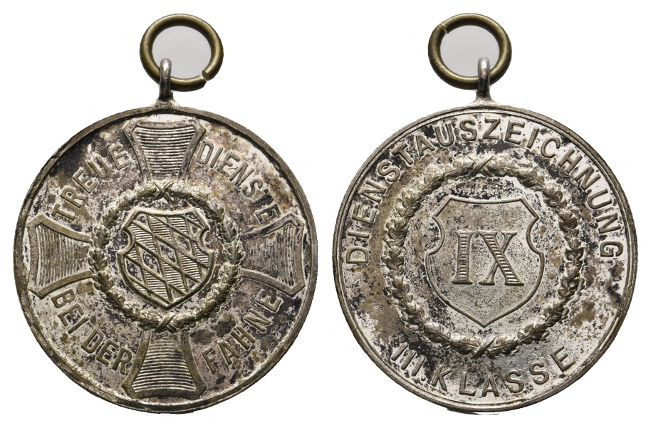  Medaille; Dienstauszeichnung IX; Treue Dienste bei der Fahne; tragbar; 17,48 g, Ø 33,17 mm   