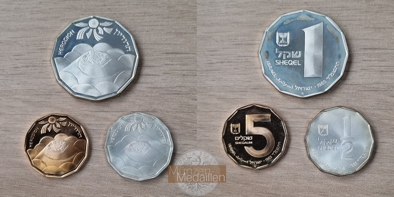 Israel ,5/1/5 Sheqalim MM-Frankfurt Feingold: g / Feinsilber: g