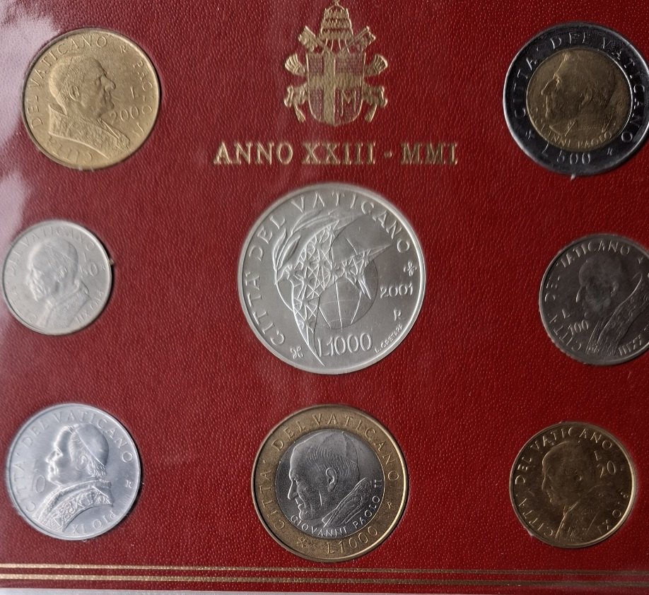  Vatikan original Kms 2001 , der letzte in Lira Währung Pontifikat Papst J.P. II.   