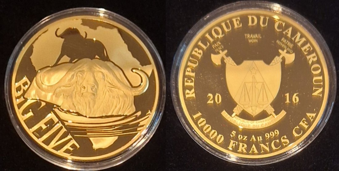  Afrika 10.000 Francs Kamerun Big Five 5oz Gold Buffalo 2016 PP Münzenankauf Koblenz Frank Maurer   