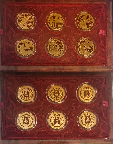  China 6x 1/3 OZ FEINGOLD PP 6x 150 Yuan Full Set 2008 Münzankauf Koblenz Frank Maurer AJ24   