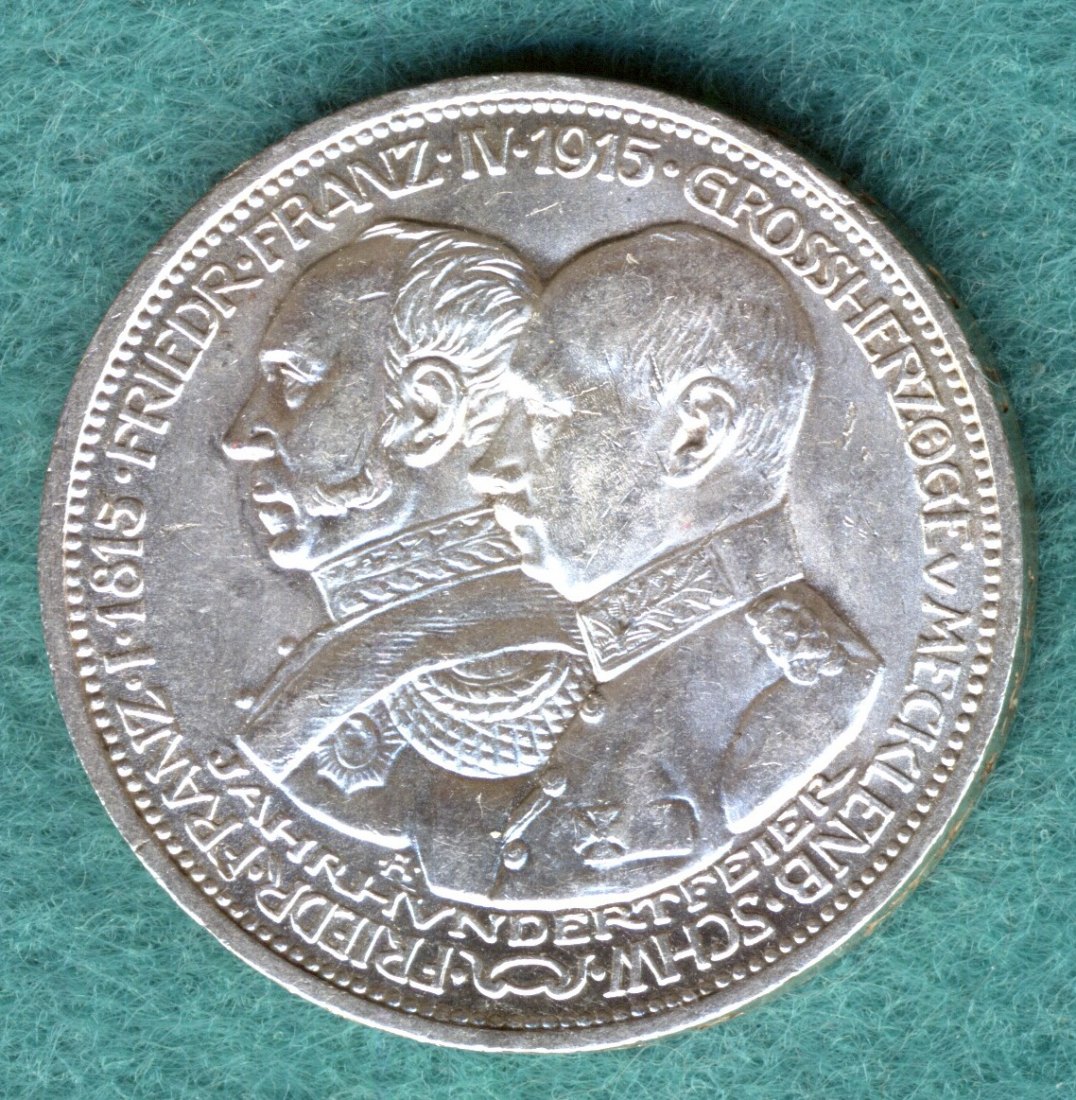  Mecklenburg-Schwerin, Friedrich Franz IV. (1901-1918), 3 Mark 1915 A   