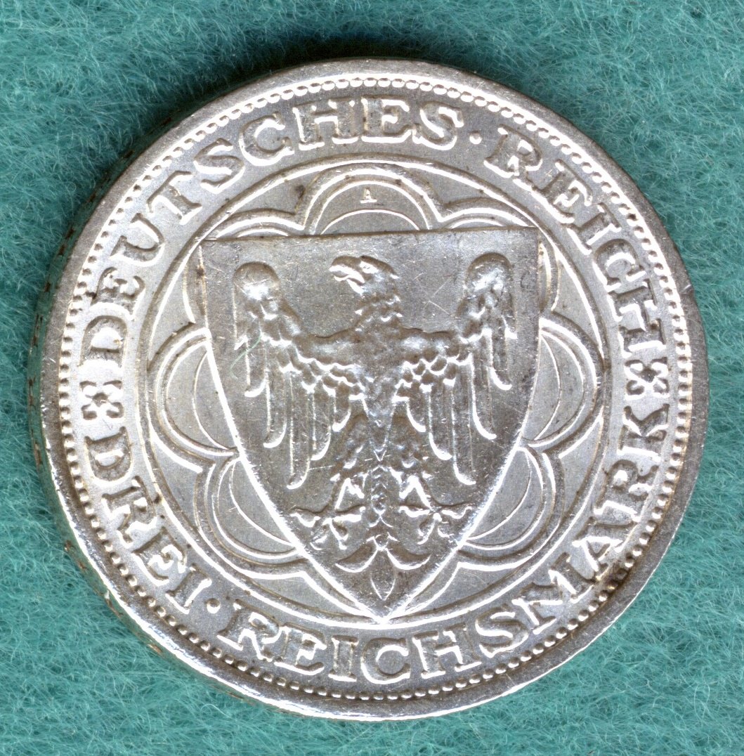  Weimarer Republik, 3 Reichsmark 1931 A, Magdeburg   