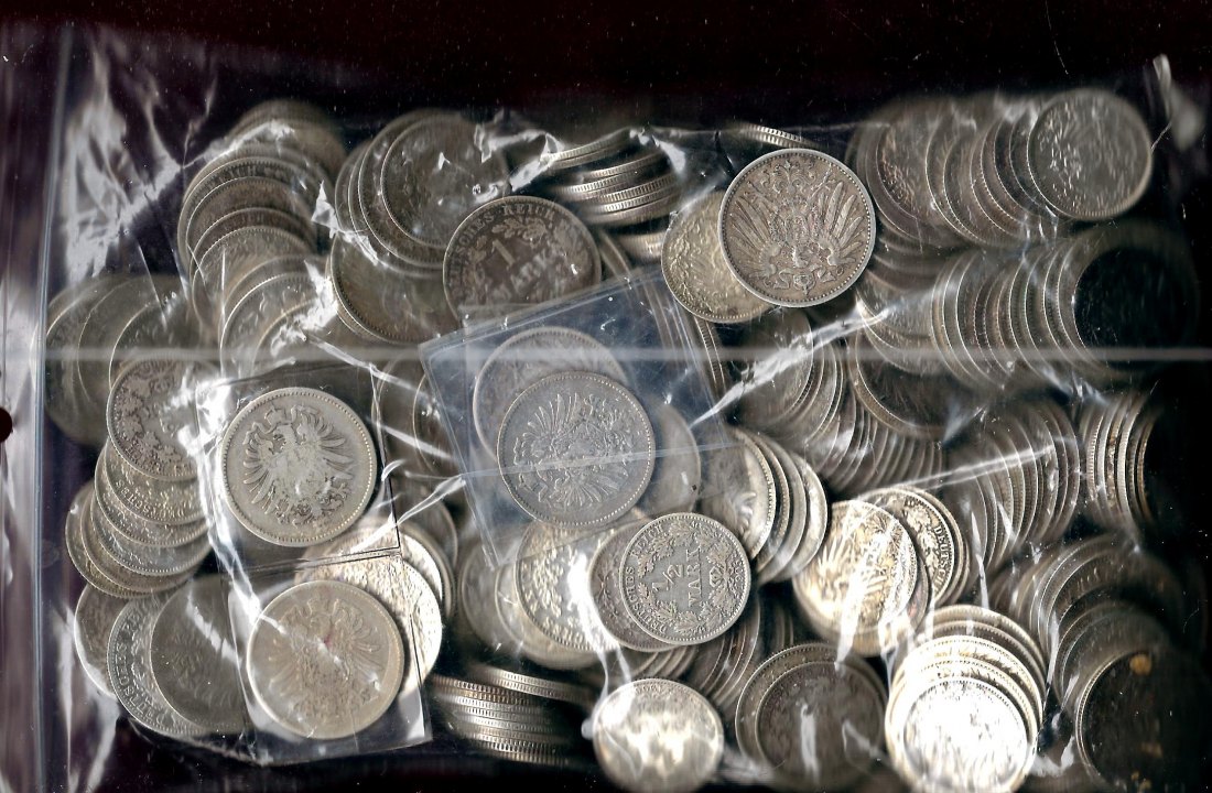  Kaiserreich 1115 Gramm 1/2+1 Mark 1000 Gr. Feinsilber Münzankauf Koblenz Frank Maurer AJ700   