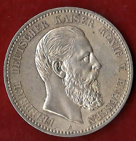  Preußen 5 Mark Friedrich III 1888 vz-st Münzankauf Koblenz Frank Maurer AK 46   