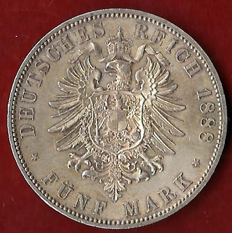  Preußen 5 Mark Friedrich III 1888 vz-st Münzankauf Koblenz Frank Maurer AK 46   