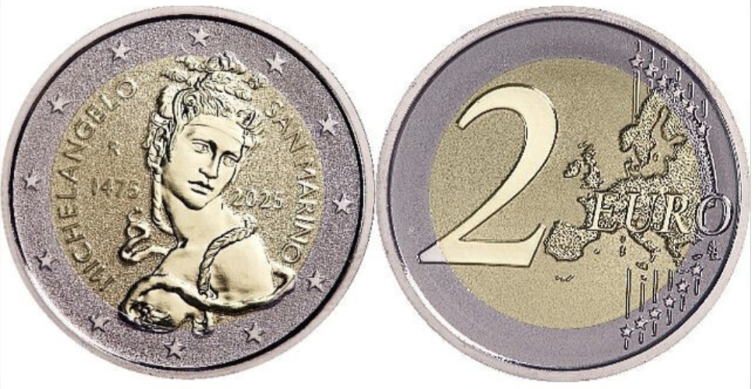  San Marino 2 Euro 2025 Reverse proof 550. Geburtstag Michelangelo   