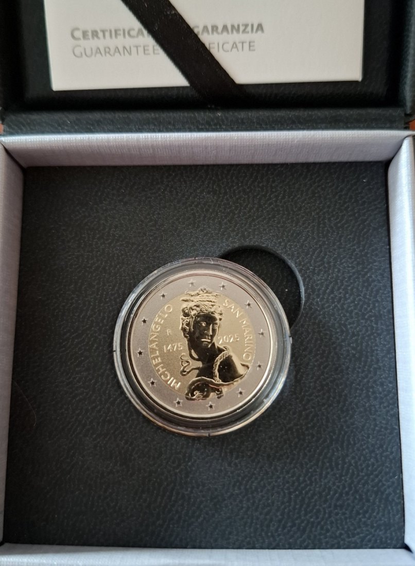  San Marino 2 Euro 2025 Reverse proof 550. Geburtstag Michelangelo   