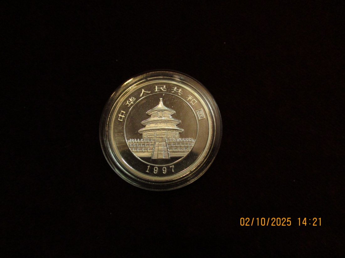  5 Yuan Panda 1997 Metall: 999er Silber 15,5g   