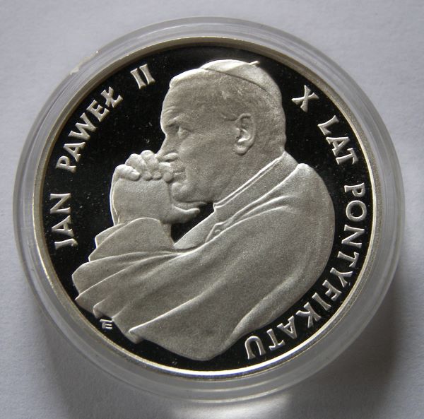  POLEN 10.000 Zloty 1988 Silber Polierte Platte PP !! Papst !! SELTEN !!   