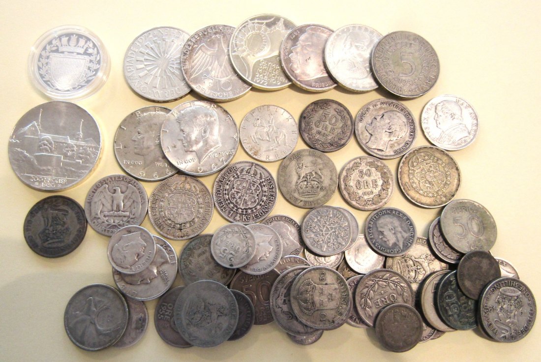  Feines, hochwertiges Silberlot mit 340 Gramm Silbermünzen (ca. 60 Münzen), siehe Bilder!   