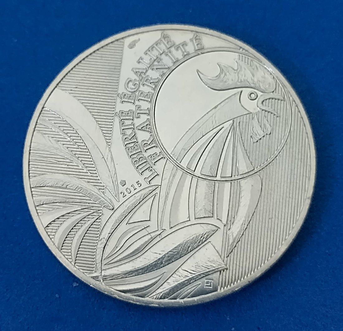  Frankreich 10 Euro 2015 Coq/Hahn, UNZ, Stgl, 333 Silber, Feingewicht 5,66gr   