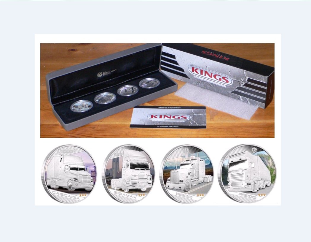  TUVALU - 2010 - KINGS OF THE ROAD SET - 4 STÜCK -4 X 1 OZ SILVER 999 PROOF.PP. SEE PHOTO   