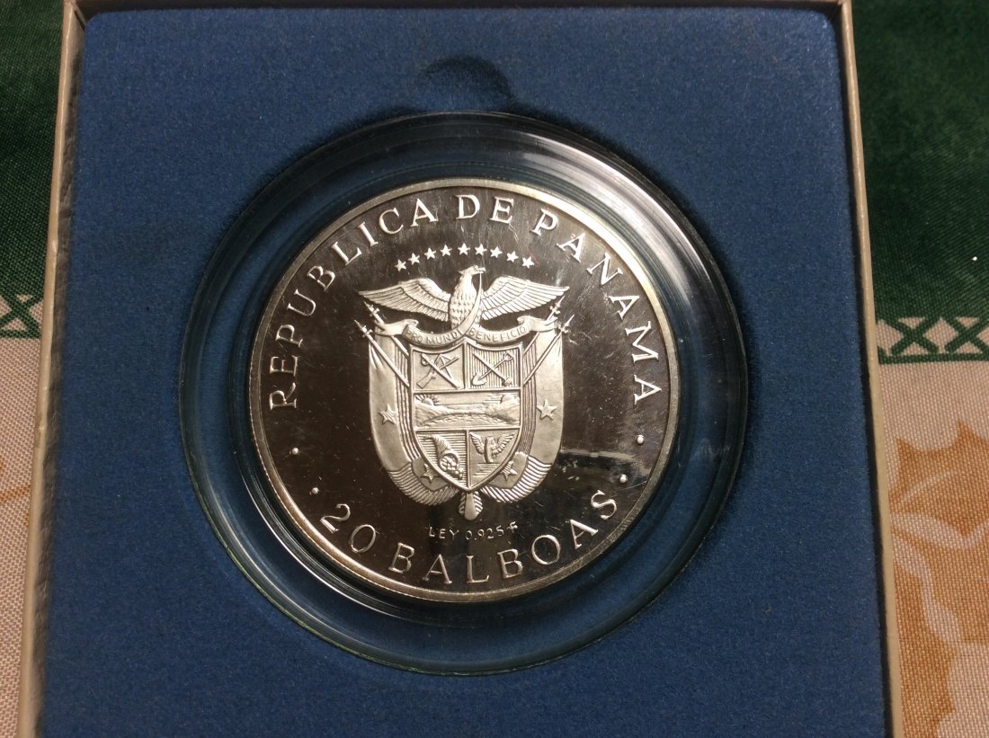  Panama 20 Balboas 1974 129,59g 925er Silber in PP, ehemals größte Umlaufmünze in Silber   
