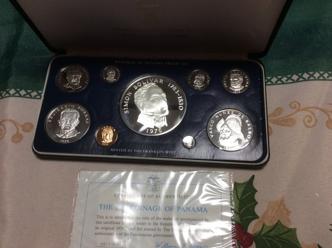  Panama Proof Set 1976 in Silber ca. 5,7 Unzen 925er Sterlingsilber mit Papieren in Etui   