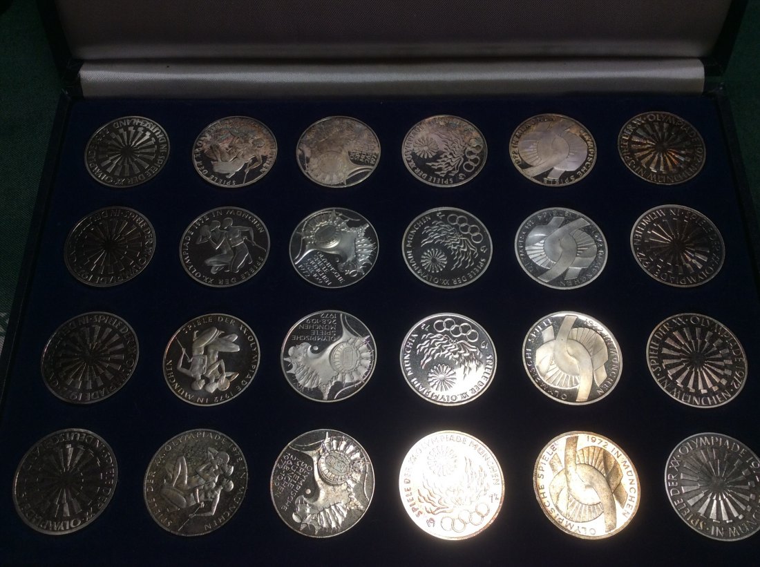 Deutschland 24 x 10 DM Gedenkmünzen Sammlung Olympische Spiele 1972 in Silber