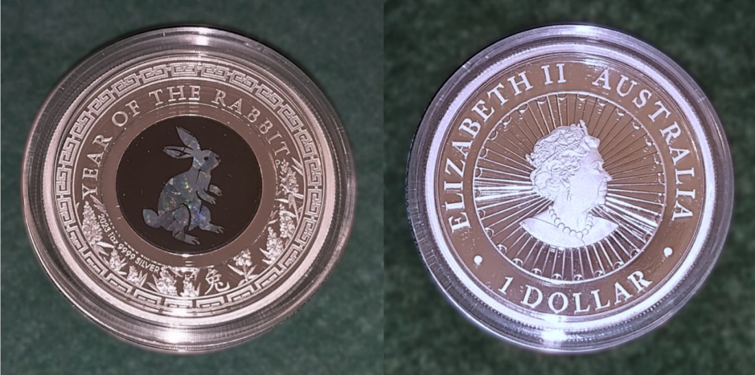  Australien Au$1 Opal Serie - 2023 Lunar Year of the rabbit - 1oz Silber + Opal   