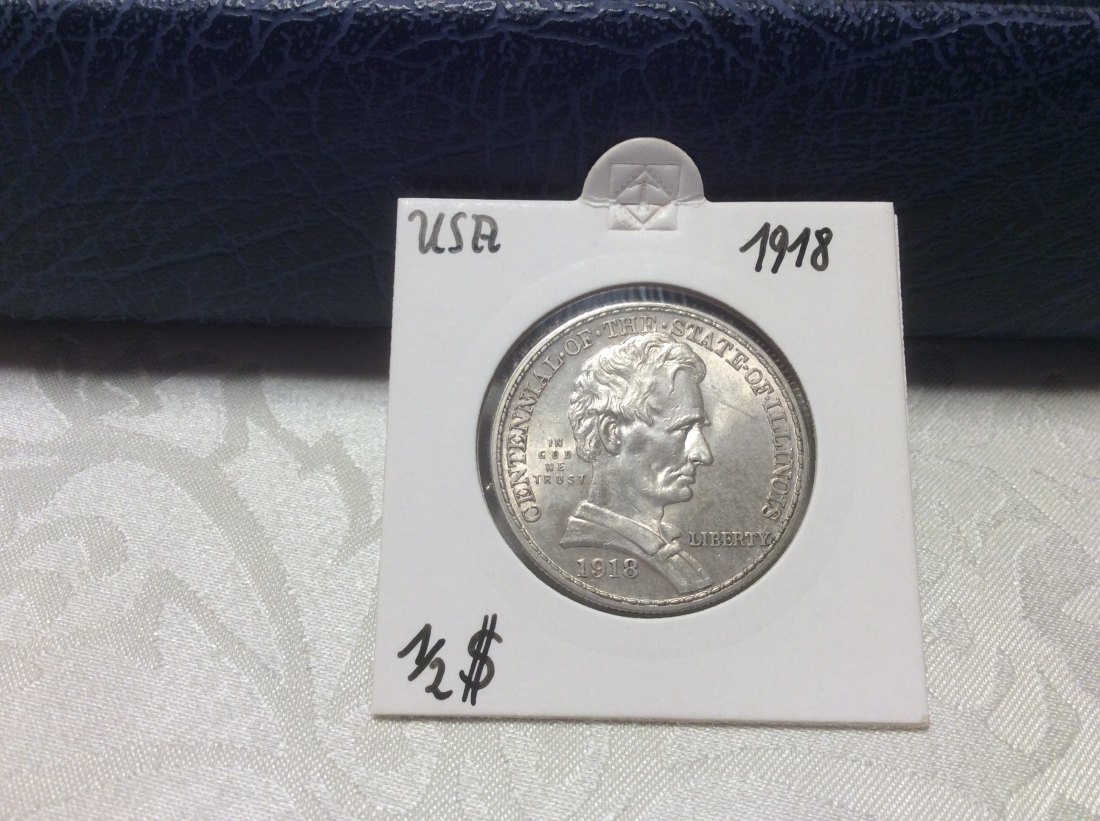  USA Halfdollar 1918 Illinois sehr gut erhalten.   