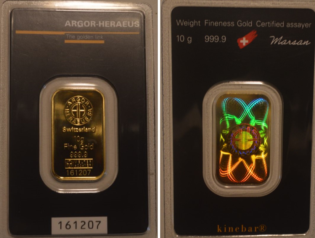  -kirofa - Schweiz - Baren Gold 10 g. KINEBAR - 9999 . ARGOR-HERAEUS. NEU   