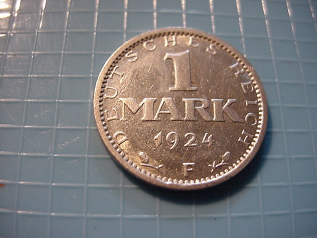  Weimar 1 Mark 1924 F-Silber   